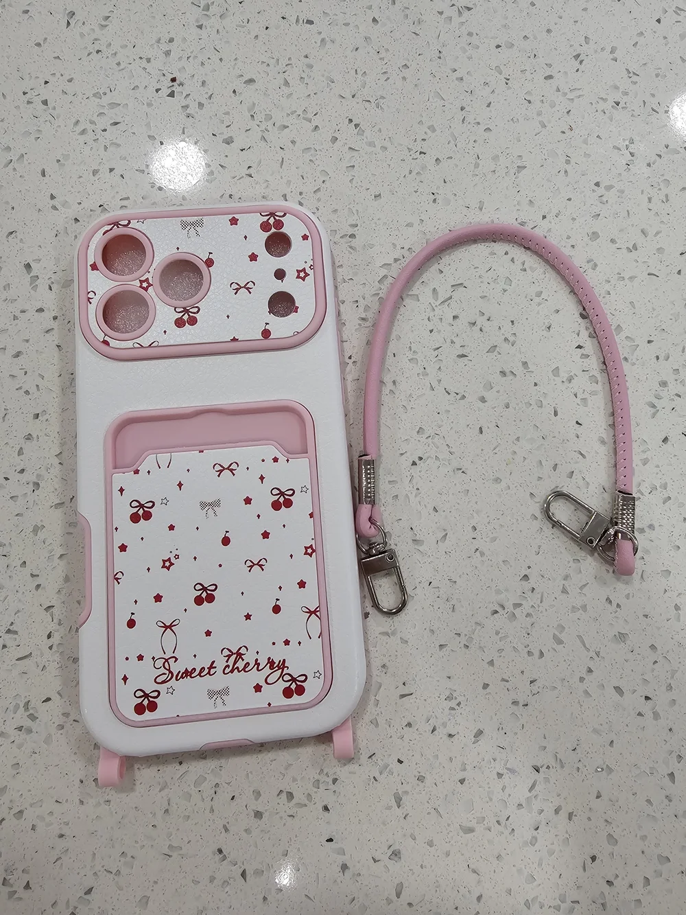 Pink White Sweet Cherry Phone Case For IPhone 17 Pro Max with Card Slot